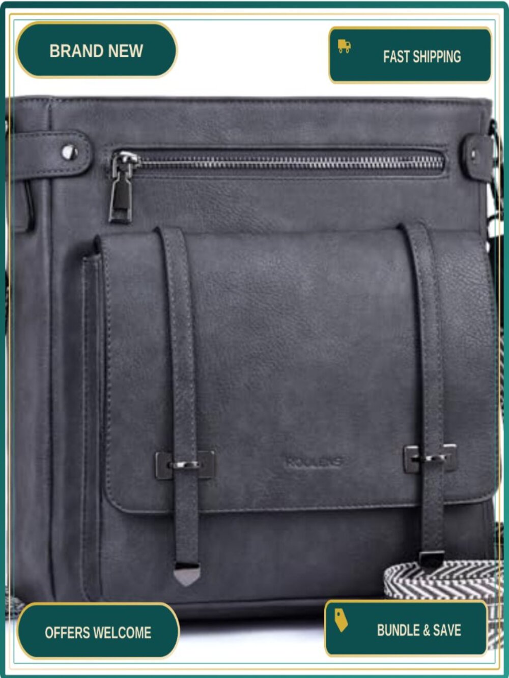 Vegan Leather Crossbody Bag Multi Pocket Satchel Travel Purse Adjustable Strap